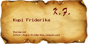 Kupi Friderika névjegykártya